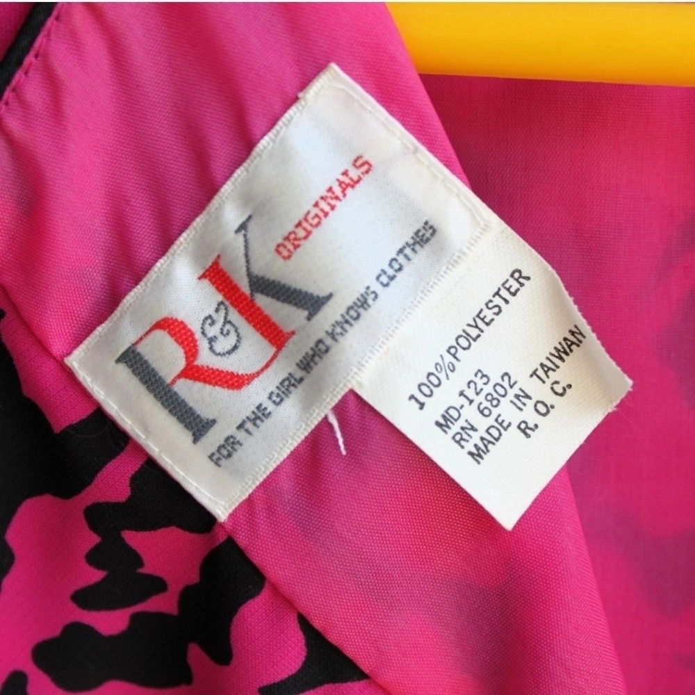 Vintage 80s R&K Originals Pink Rose Print Peplum Dress - Picture 10 of 14